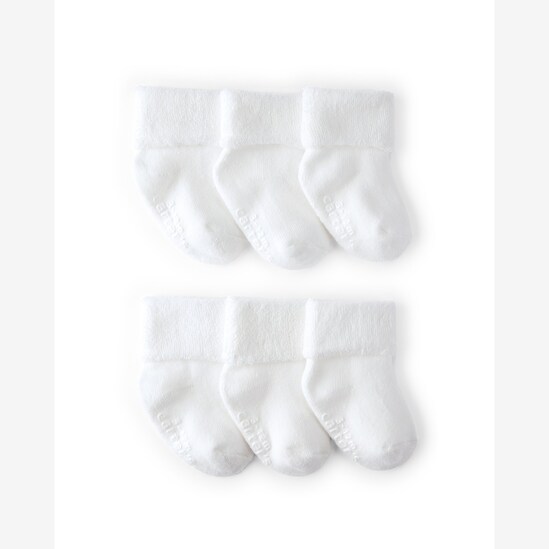 Kit meia bebê 6 pares com cano médio dobrado - branco | Carter's