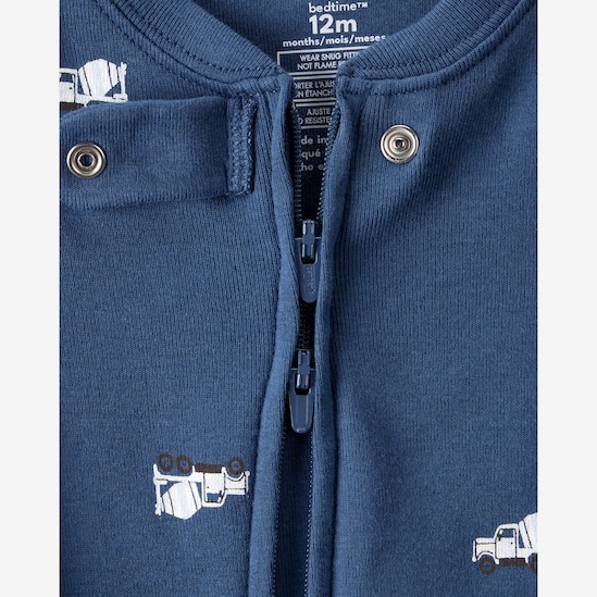 Macacão pijama bebê com pezinho caminhão - azul | Carter's
