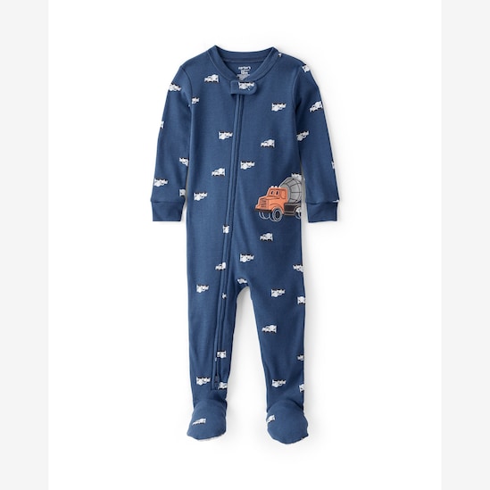 Macacão pijama bebê com pezinho caminhão - azul | Carter's