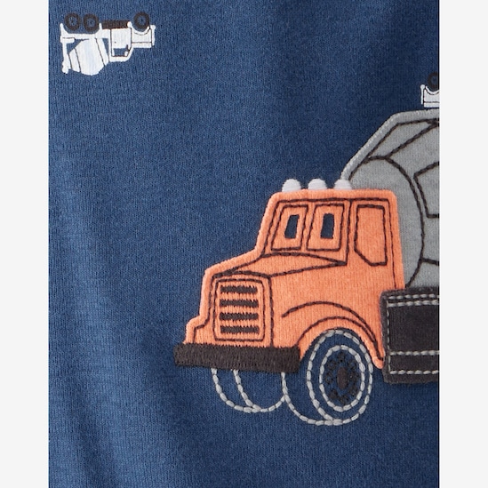 Macacão pijama bebê com pezinho caminhão - azul | Carter's