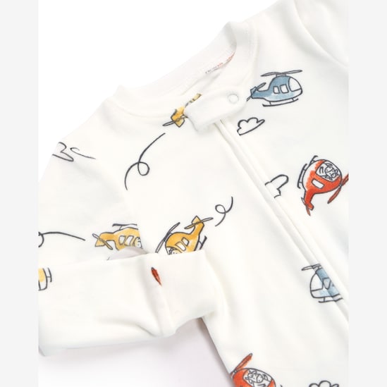 Macacão pijama bebê em plush helicóptero - off-white | Carter's