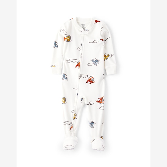 Macacão pijama bebê em plush helicóptero - off-white | Carter's