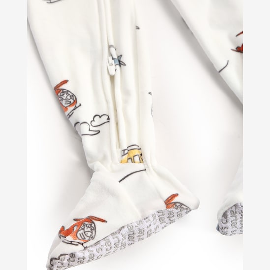 Macacão pijama bebê em plush helicóptero - off-white | Carter's