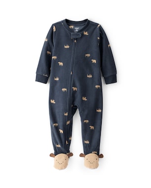 Macacão pijama bebê em fleece alce - azul | Carter's