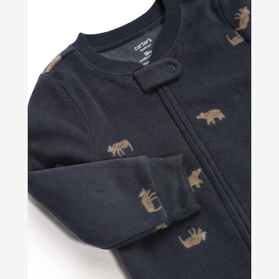 Macacão pijama bebê em fleece alce - azul | Carter's