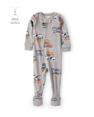 Macacão pijama bebê em plush food truck - cinza | Carter's