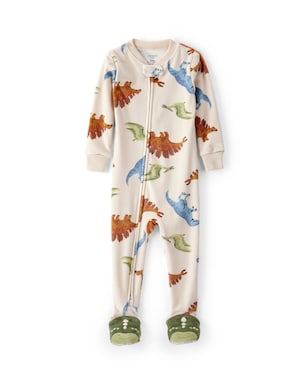 Macacão pijama bebê em plush dino - bege | Carter's