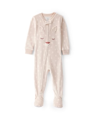 Macacão pijama infantil em plush cervo - bege | Carter's