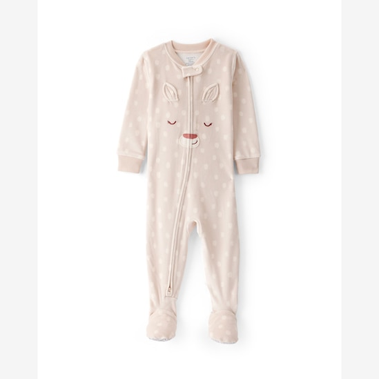 Macacão pijama infantil em plush cervo - bege | Carter's