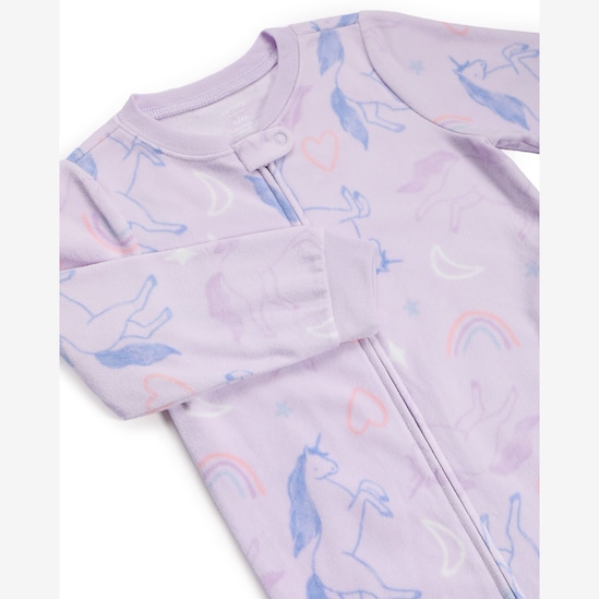 Macacão pijama infantil em fleece unicórnios - lilás | Carter's