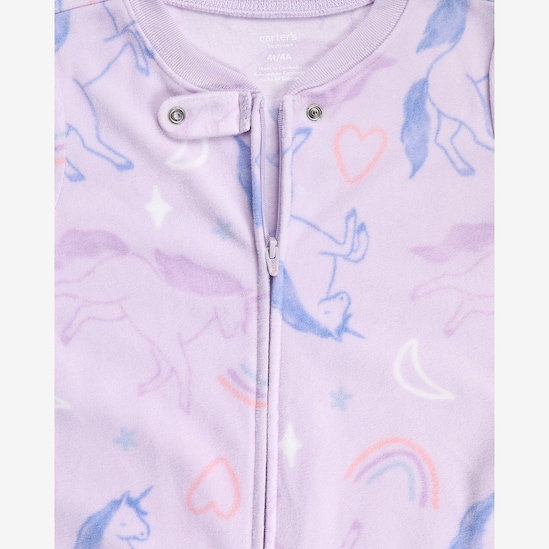 Macacão pijama infantil em fleece unicórnios - lilás | Carter's