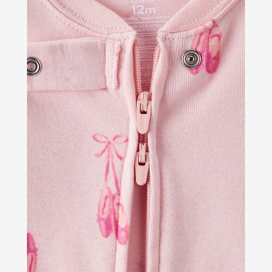 Macacão pijama bebê com pezinho ballet - rosa | Carter's