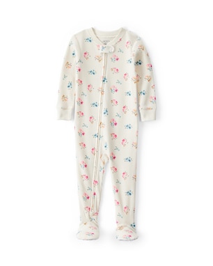 Macacão pijama bebê canelado floral - bege | Carter's