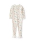 Macacão pijama bebê canelado floral - bege | Carter's