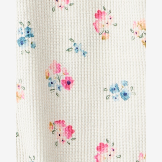Macacão pijama bebê canelado floral - bege | Carter's