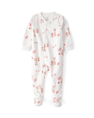 Macacão pijama bebê em fleece coelho - off-white | Carter's
