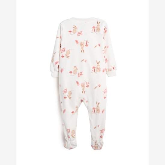 Macacão pijama bebê em fleece coelho - off-white | Carter's