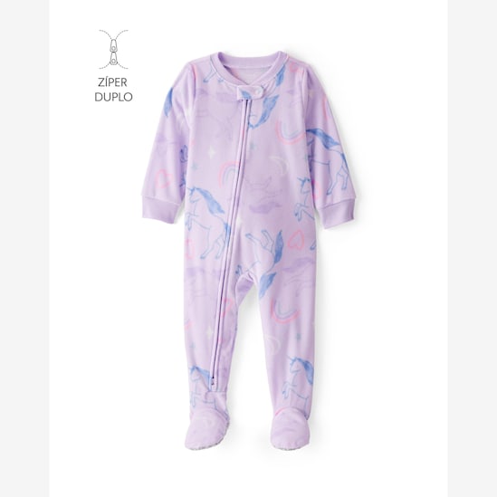 Macacão pijama bebê em fleece unicórnios - lilás | Carter's