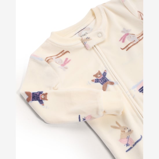 Macacão pijama bebê em plush bichinhos - bege | Carter's
