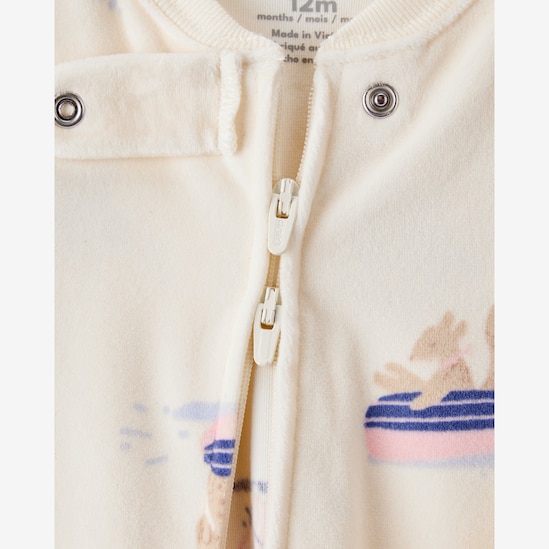 Macacão pijama bebê em plush nadando - bege | Carter's