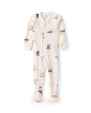 Macacão pijama bebê em plush bichinhos - bege | Carter's