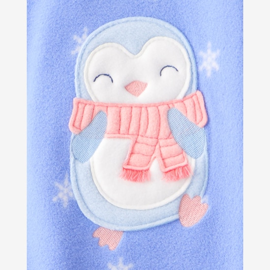 Macacão pijama bebê em fleece pinguim - azul | Carter's