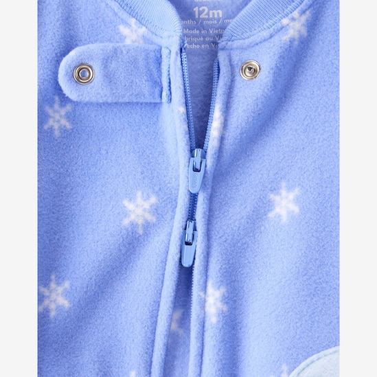 Macacão pijama bebê em fleece pinguim - azul | Carter's