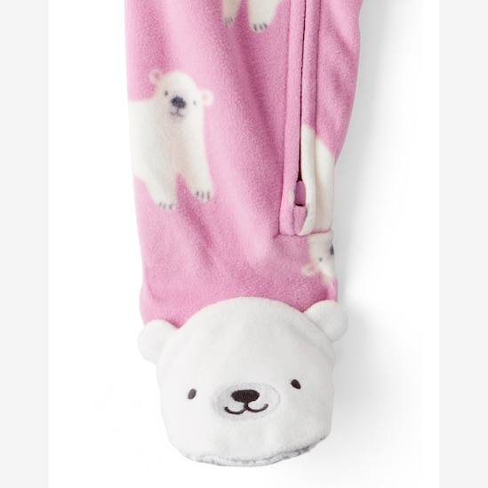 Macacão pijama infantil em fleece urso - rosa | Carter's