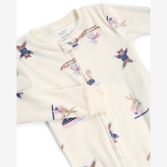 Macacão pijama infantil em plush bichinhos - bege | Carter's