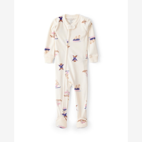 Macacão pijama infantil em plush nadando - bege | Carter's
