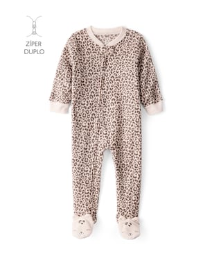 Macacão pijama bebê em fleece onça - bege | Carter's