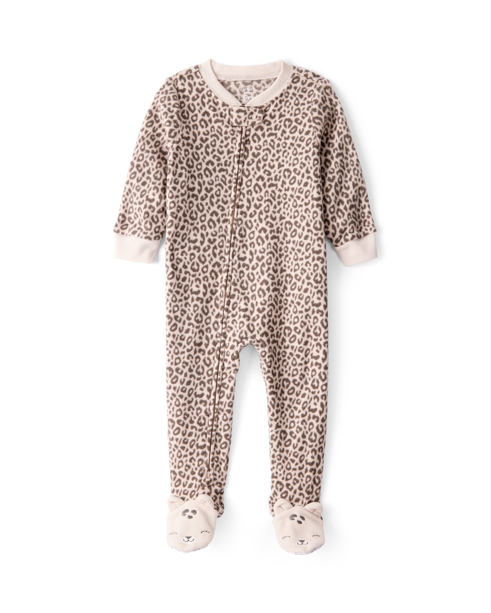 Macacão pijama bebê em fleece onça - bege | Carter's