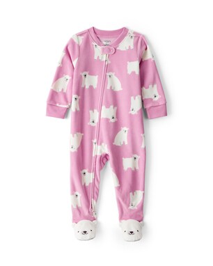 Macacão pijama bebê em fleece urso - rosa | Carter's