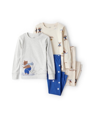 Pijama longo bebê 4 peças urso na neve - multicor | Carter's