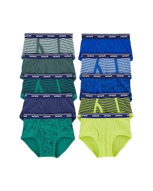Kit cueca infantil slip 10 peças listras dinossauros - multicor | Carter's