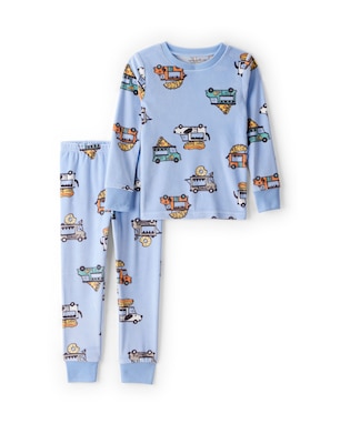 Pijama longo infantil 2 peças em plush food truck - azul | Carter's
