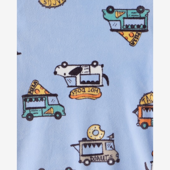 Pijama longo infantil 2 peças em plush food truck - azul | Carter's