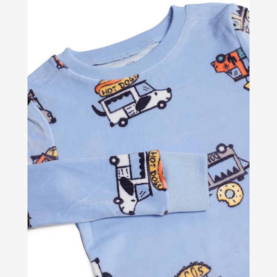 Pijama longo infantil 2 peças em plush food truck - azul | Carter's