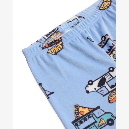 Pijama longo infantil 2 peças em plush food truck - azul | Carter's