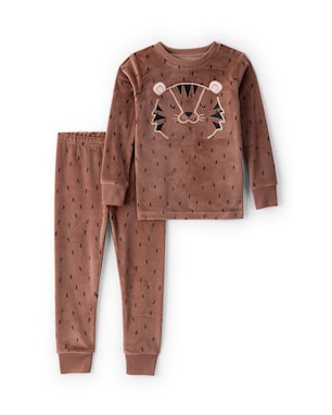 Pijama longo infantil 2 peças em plush tigre - marrom | Carter's