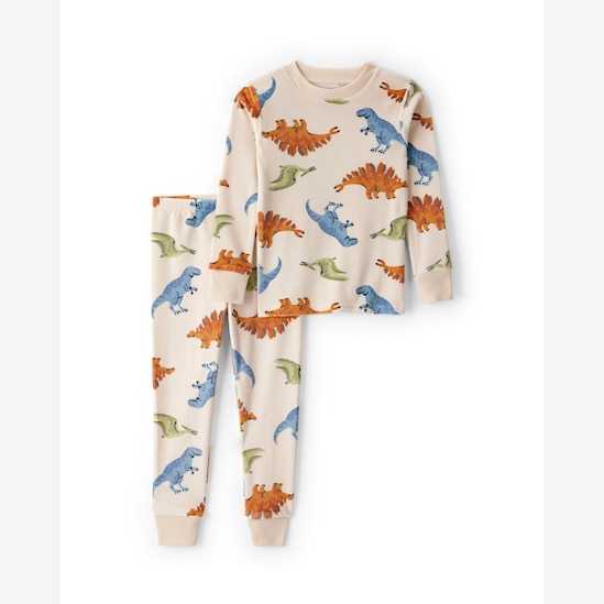 Pijama longo infantil 2 peças em plush dinossauro - bege | Carter's