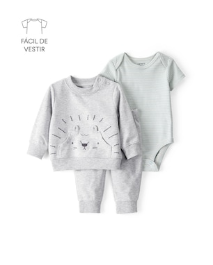 Conjunto longo bebê 3 peças bichinho mescla - multicor | Carter's