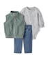 Conjunto longo bebê 3 peças jeans veludo - multicor | Carter's