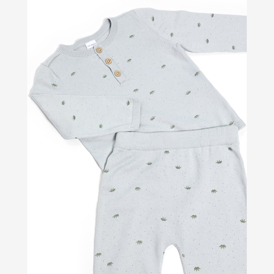Conjunto longo bebê 2 peças tricot dinossauro - cinza | Carter's