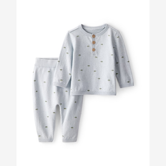 Conjunto longo bebê 2 peças tricot dinossauro - cinza | Carter's