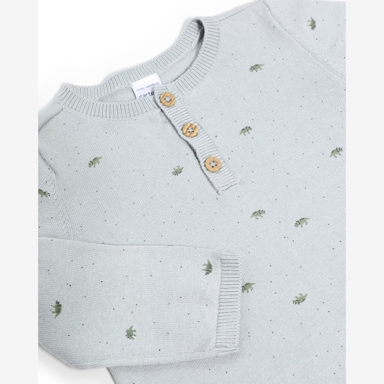 Conjunto longo bebê 2 peças tricot dinossauro - cinza | Carter's