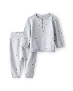 Conjunto longo bebê 2 peças tricot dinossauro - cinza | Carter's