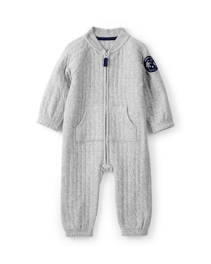 Macacão bebê texturizado bolso canguru - cinza | Carter's