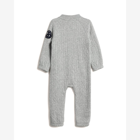 Macacão bebê texturizado bolso canguru - cinza | Carter's