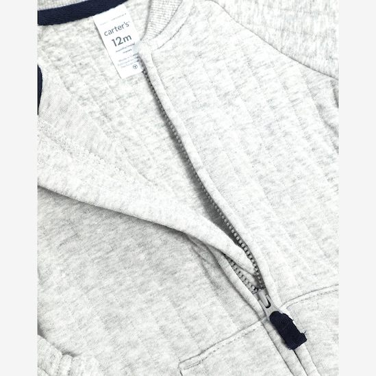 Macacão bebê texturizado bolso canguru - cinza | Carter's